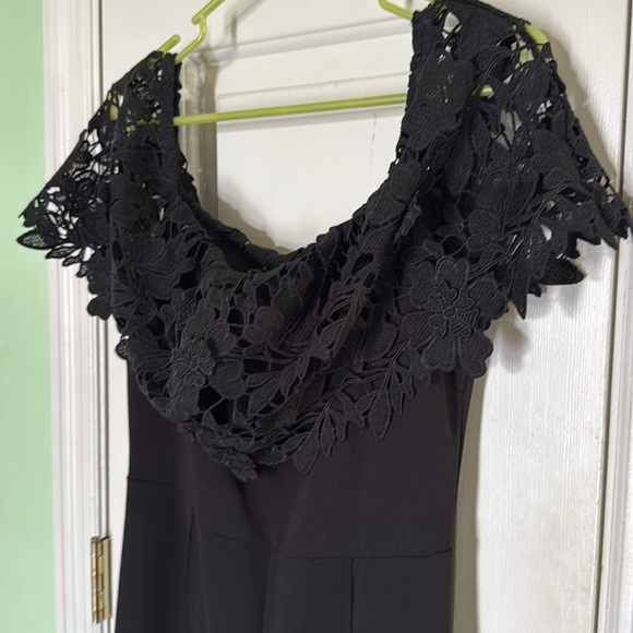 Valentine Black Lace Detail Trouser Jumpsuit Classic Beauty Runs Small Size L - Picture 2 of 9
